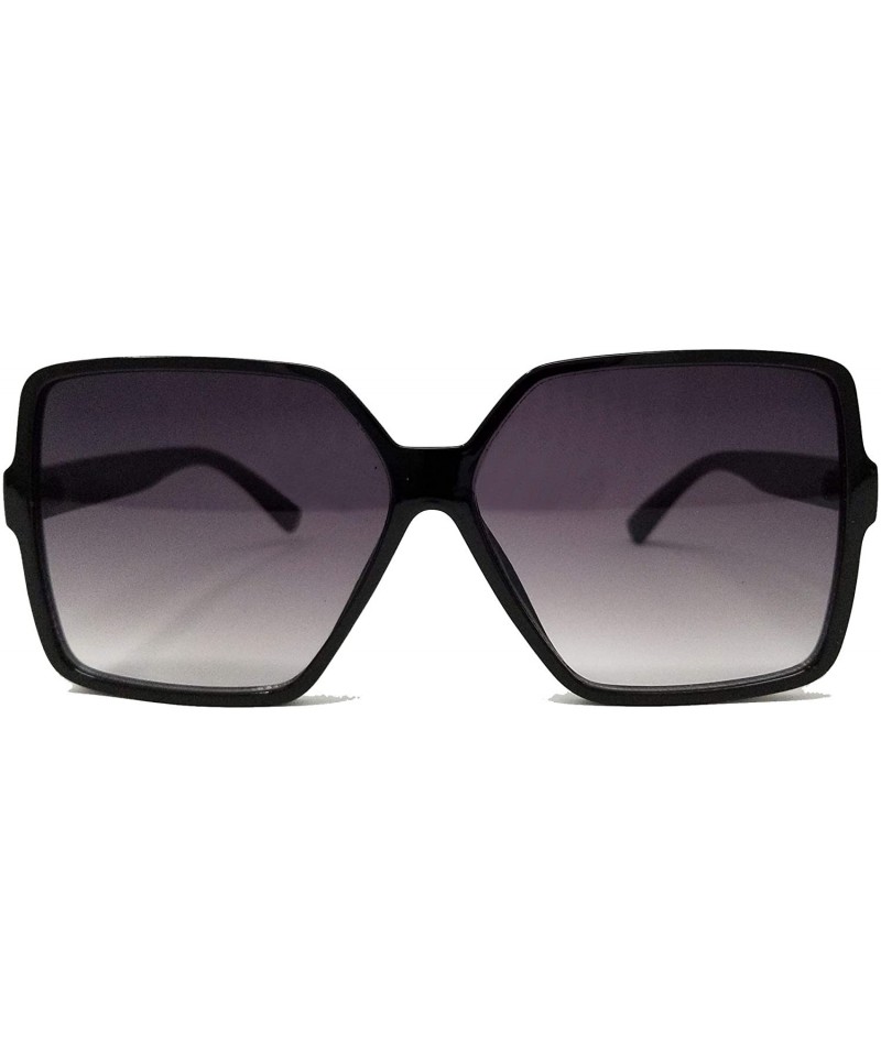 Oversized Oversize Stylish Square Neutral Colored Flat Lens Sunglasses IL1025 - Black/ Grey - CQ18LEITK7H $10.05