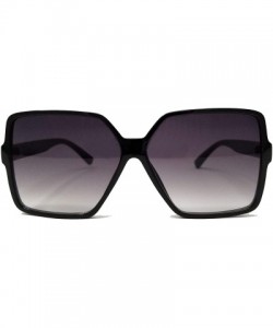 Oversized Oversize Stylish Square Neutral Colored Flat Lens Sunglasses IL1025 - Black/ Grey - CQ18LEITK7H $10.05