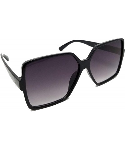 Oversized Oversize Stylish Square Neutral Colored Flat Lens Sunglasses IL1025 - Black/ Grey - CQ18LEITK7H $10.05
