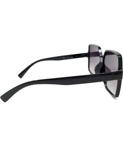 Oversized Oversize Stylish Square Neutral Colored Flat Lens Sunglasses IL1025 - Black/ Grey - CQ18LEITK7H $10.05