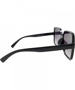 Oversized Oversize Stylish Square Neutral Colored Flat Lens Sunglasses IL1025 - Black/ Grey - CQ18LEITK7H $10.05