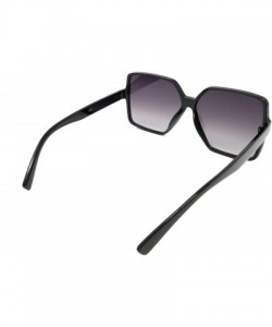 Oversized Oversize Stylish Square Neutral Colored Flat Lens Sunglasses IL1025 - Black/ Grey - CQ18LEITK7H $10.05