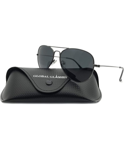 Aviator Metal Eyewear Small Face Men Women Teenager UV400 Polarized Sunglasses - Gun Metal Frame + Gray Lens - CY17YEQ7670 $5...