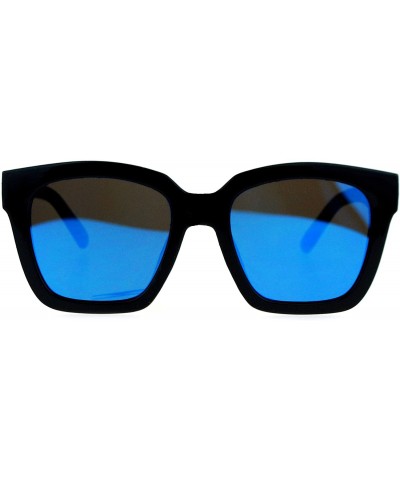 Oversized Ultra Flat Lens Unique Oversize Horn Rim Sunglasses - Black Blue - CG127A9UY7X $10.40