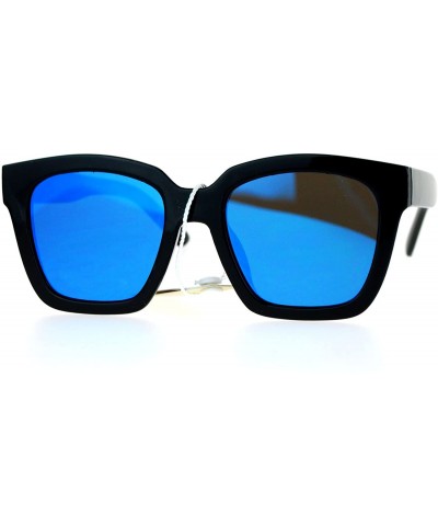 Oversized Ultra Flat Lens Unique Oversize Horn Rim Sunglasses - Black Blue - CG127A9UY7X $10.40
