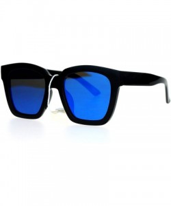 Oversized Ultra Flat Lens Unique Oversize Horn Rim Sunglasses - Black Blue - CG127A9UY7X $10.40