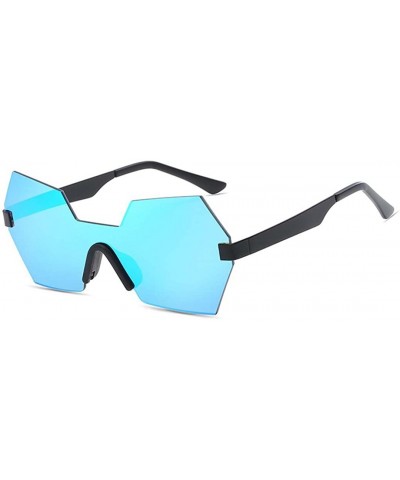 Goggle retro riding windproof sunglasses metal sunglasses - Black Box Blue Color Lens - CU185EDKATL $57.28