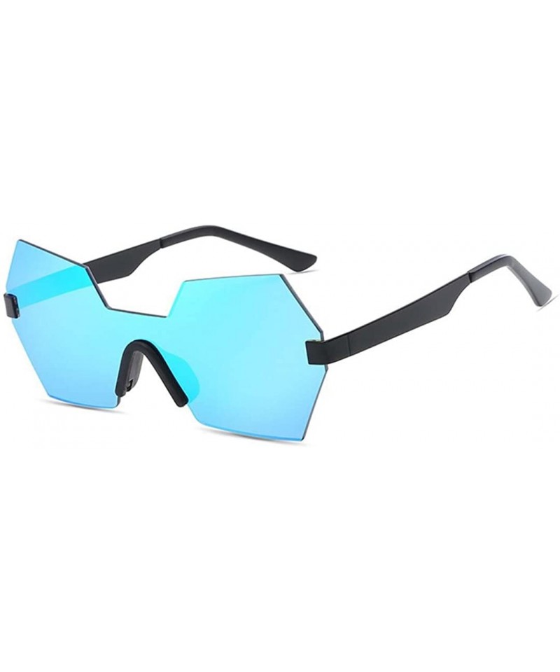 Goggle retro riding windproof sunglasses metal sunglasses - Black Box Blue Color Lens - CU185EDKATL $57.28