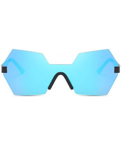 Goggle retro riding windproof sunglasses metal sunglasses - Black Box Blue Color Lens - CU185EDKATL $57.28