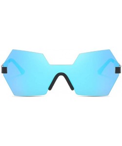 Goggle retro riding windproof sunglasses metal sunglasses - Black Box Blue Color Lens - CU185EDKATL $57.28