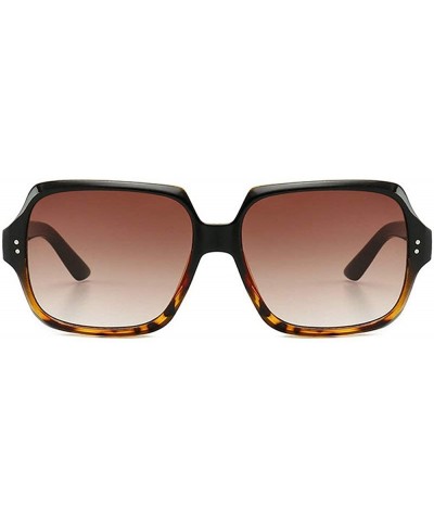 Square 2019 Retro trend rice studs classic wild unisex square brand designer sunglasses - Black Leopard - C418RLSK4A3 $17.11