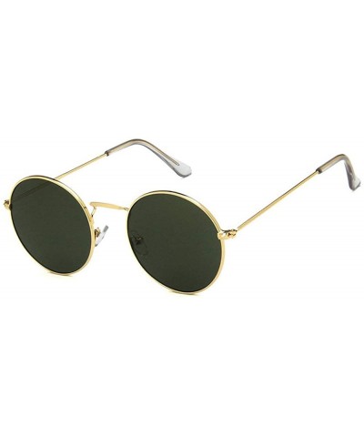 Round Women Luxury Brand Designer Metal Round Vintage Hip hop Sun glasses Shades - Green - C918LN4Z0AT $8.98