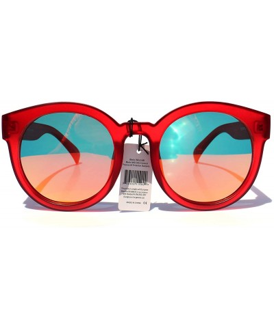 Oversized SIMPLE Round Mirrored Sunglasses for Women Oversized Style - Red - C218ZCN73KA $12.21