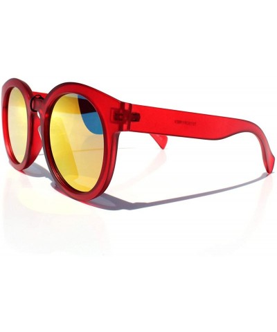 Oversized SIMPLE Round Mirrored Sunglasses for Women Oversized Style - Red - C218ZCN73KA $12.21