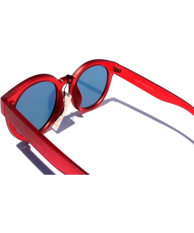 Oversized SIMPLE Round Mirrored Sunglasses for Women Oversized Style - Red - C218ZCN73KA $12.21