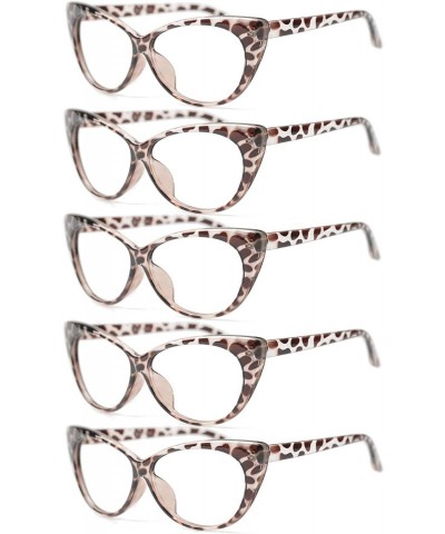 Cat Eye 3-Pair Value Pack Fashion Designer Cat Eye Reading Glasses for Womens - 5 Pairs in Leopard - CG18A5N06UK $20.02
