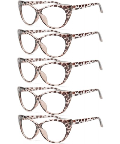 Cat Eye 3-Pair Value Pack Fashion Designer Cat Eye Reading Glasses for Womens - 5 Pairs in Leopard - CG18A5N06UK $33.36