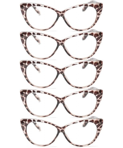 Cat Eye 3-Pair Value Pack Fashion Designer Cat Eye Reading Glasses for Womens - 5 Pairs in Leopard - CG18A5N06UK $20.02