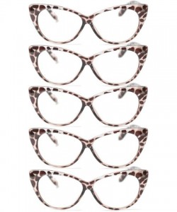 Cat Eye 3-Pair Value Pack Fashion Designer Cat Eye Reading Glasses for Womens - 5 Pairs in Leopard - CG18A5N06UK $20.02