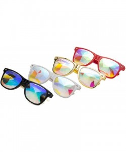 Round Kaleidoscope Glasses-Halloween Rave Rainbow Crystal Lens Steampunk Goggles - Red+yellow(square) - CF18QWMMSMI $11.85