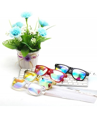 Round Kaleidoscope Glasses-Halloween Rave Rainbow Crystal Lens Steampunk Goggles - Red+yellow(square) - CF18QWMMSMI $11.85