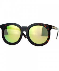 Wayfarer Womens Mirrored Mirror Lens Retro Round Horned Sunglasses - Tortoise Yellow - C7126EFYAE7 $12.16