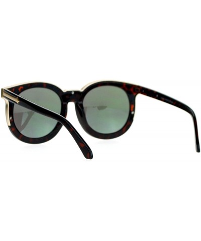 Wayfarer Womens Mirrored Mirror Lens Retro Round Horned Sunglasses - Tortoise Yellow - C7126EFYAE7 $12.16