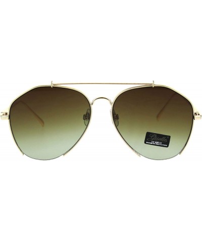 Aviator Womens Aviator Sunglasses Stylish Angled Bottom Frame Cut UV 400 - Gold (Brown Green) - CW18IQIWR5E $8.75