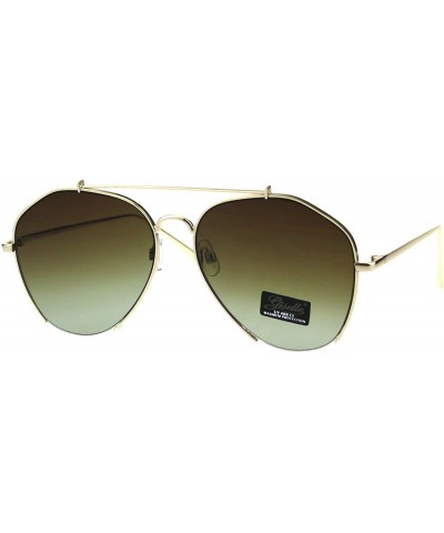 Aviator Womens Aviator Sunglasses Stylish Angled Bottom Frame Cut UV 400 - Gold (Brown Green) - CW18IQIWR5E $8.75