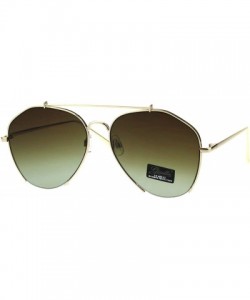 Aviator Womens Aviator Sunglasses Stylish Angled Bottom Frame Cut UV 400 - Gold (Brown Green) - CW18IQIWR5E $8.75
