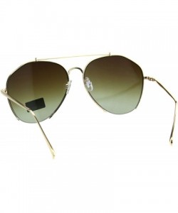 Aviator Womens Aviator Sunglasses Stylish Angled Bottom Frame Cut UV 400 - Gold (Brown Green) - CW18IQIWR5E $8.75