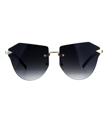 Oversized Womens Luxury Rimless Futuristic Horned Butterfly Sunglasses - Smoke - C018CGOKK2U $15.37