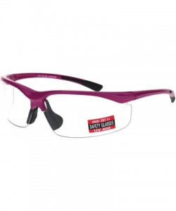 Wrap ANSI Z87+ U6 Protective Safety Glasses Clear Lens Half Rim Wrap Around - Pink - CD18RIKXY5Z $15.24