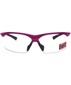 Wrap ANSI Z87+ U6 Protective Safety Glasses Clear Lens Half Rim Wrap Around - Pink - CD18RIKXY5Z $15.24