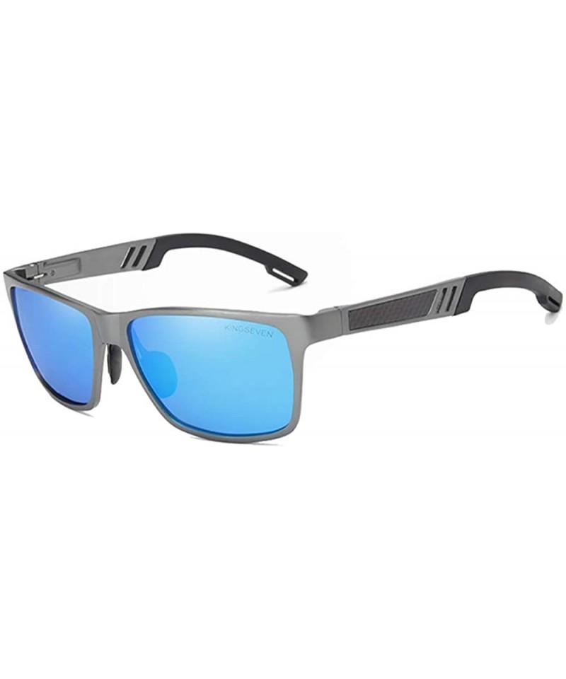 Aviator Genuine adjustable sunglasses rectangular men polarized UV400 Ultra light Al-Mg - Grey/Blue - C418EQ6QN6E $24.43