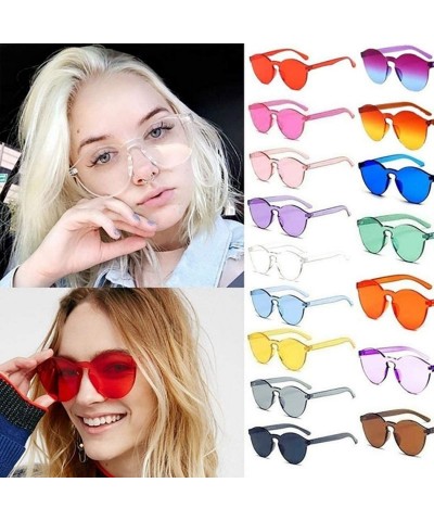 Round Unisex Fashion Candy Colors Round Outdoor Sunglasses Sunglasses - Light Orange - CX199OIDXEX $6.88