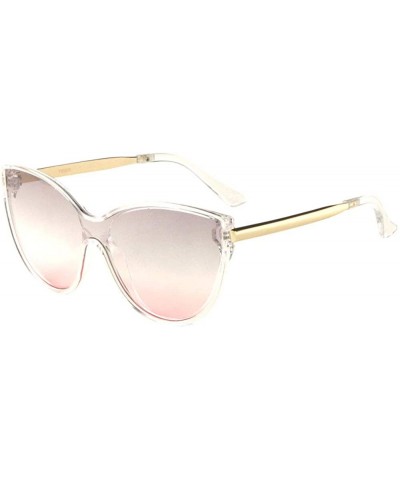 Shield Clear Frame One Piece Cat Eye Shield Lens Sunglasses - Smoke Pink - C9198E8GEMS $27.67