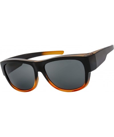 Rimless High Definition Polarized Wrap Around Shield Sunglasses for Glasses - Leather Eyeglasses Case - Grey - CW18R9D3UZY $1...