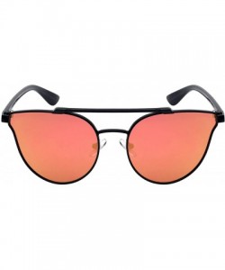 Aviator Double Bridge Fashion Sunnies w/Flat Lens 23064-FLREV - Black - C412LNKU3HH $11.74