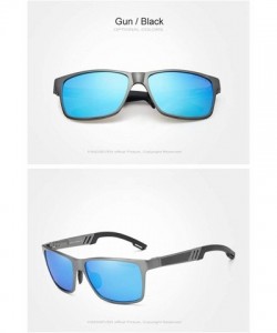 Aviator Genuine adjustable sunglasses rectangular men polarized UV400 Ultra light Al-Mg - Grey/Blue - C418EQ6QN6E $24.43