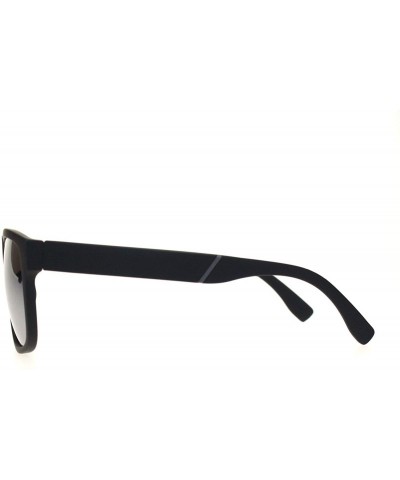 Rectangular Mens Matte Plastic Sport Horn Rim Color Mirror Lens Sunglasses - Black Silver Mirror - C218Q6QUYWH $10.92