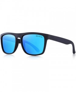 Wrap Vintage Polarized Sunglasses for Women&Men 100% UV Protection Fashion Square Oversized Sunglasses - Blue Mirror - CU18TD...