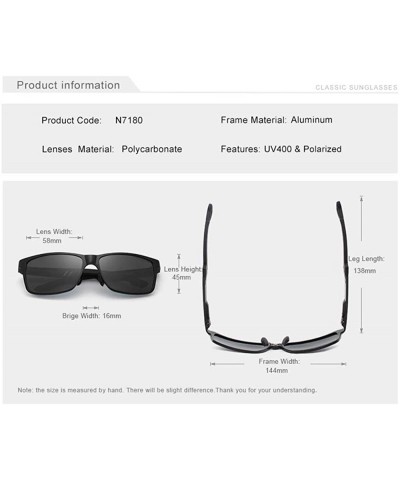 Aviator Genuine adjustable sunglasses rectangular men polarized UV400 Ultra light Al-Mg - Grey/Blue - C418EQ6QN6E $24.43