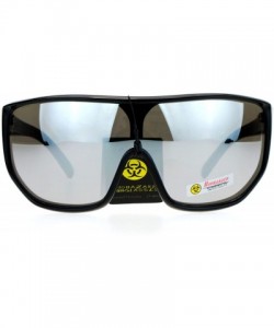 Oversized Biohazard Sunglasses Mens Oversized Shield Goggle Frame Mirror Lens - Blue Camo - C0187NLIRQD $11.23