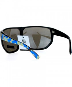 Oversized Biohazard Sunglasses Mens Oversized Shield Goggle Frame Mirror Lens - Blue Camo - C0187NLIRQD $11.23