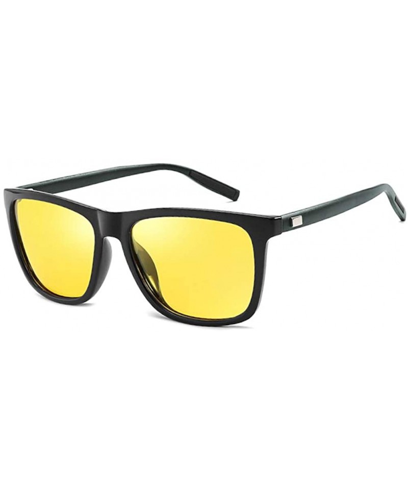 Square Polarized Sunglasses for Men-Metal Frame Aviator Sunglasses UV 400 Protection - Black/G15-10 - CA18KGL6OL3 $25.12