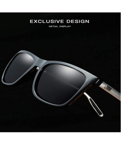 Square Polarized Sunglasses for Men-Metal Frame Aviator Sunglasses UV 400 Protection - Black/G15-10 - CA18KGL6OL3 $12.40