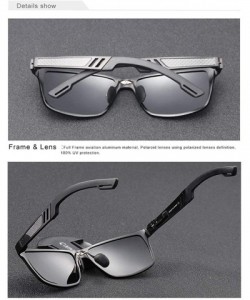 Aviator Genuine adjustable sunglasses rectangular men polarized UV400 Ultra light Al-Mg - Grey/Blue - C418EQ6QN6E $24.43