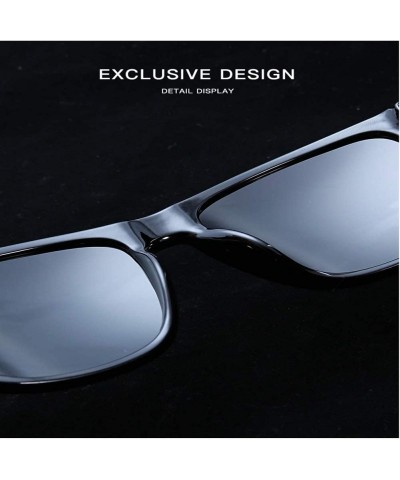 Square Polarized Sunglasses for Men-Metal Frame Aviator Sunglasses UV 400 Protection - Black/G15-10 - CA18KGL6OL3 $12.40