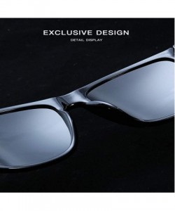 Square Polarized Sunglasses for Men-Metal Frame Aviator Sunglasses UV 400 Protection - Black/G15-10 - CA18KGL6OL3 $25.12